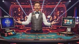 Gambar ilustrasi hiburan sports dan casino dengan elemen dinamis dan modern